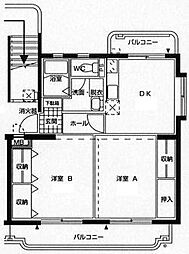 PISO熊野 2DKの間取図画像