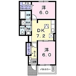 ドウェル・コンチェルト3 2DKの間取図画像