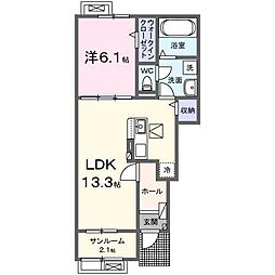 ベル サンリット 1LDKの間取図画像