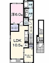 コーポサンシャイン I 1LDKの間取図画像