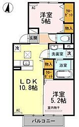 ブライトコート花繰B 2LDKの間取図画像