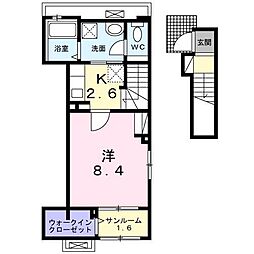ベルアルカンシェル 1Kの間取図画像