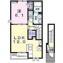 リナセント II 1LDKの間取図画像