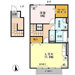 ボヌールB 1LDKの間取図画像