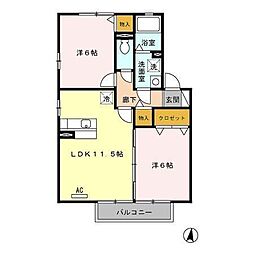 D'コート南横市A 2LDKの間取図画像