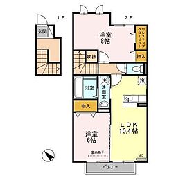 セジュール・永野2011B 2DKの間取図画像