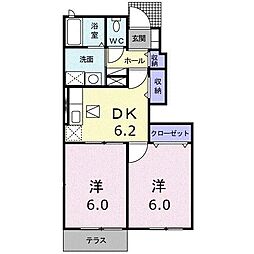 ニューブライト 2DKの間取図画像