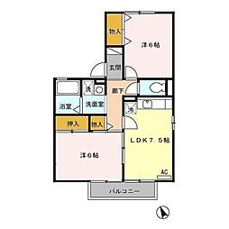 シャルマンコートA 2DKの間取図画像