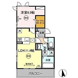 ボヌールK 1LDKの間取図画像