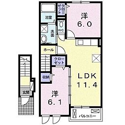 ラ・メゾン・ミニョン2 2LDKの間取図画像