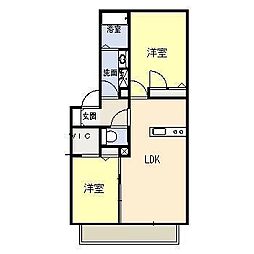 トップスターコート宮崎C棟 2LDKの間取図画像