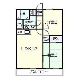 オアシス加納 2LDKの間取図画像