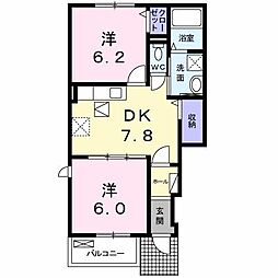 ラ・メゾン・ミニョン2 2DKの間取図画像