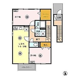 セピアコート3 2LDKの間取図画像