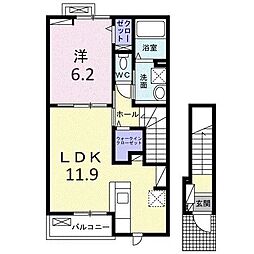 プルミエール 春 II 1LDKの間取図画像