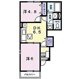 ヴィラルミエールA 2DKの間取図画像