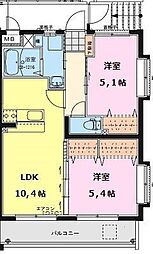 エアフォルク3 2LDKの間取図画像