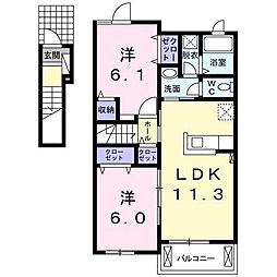 プランドールM5 2LDKの間取図画像