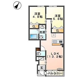 Chaleur  K 2LDKの間取図画像