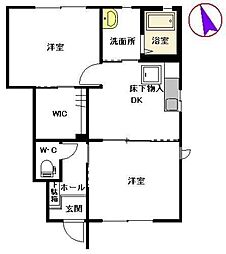 サンクブランシェA 2DKの間取図画像