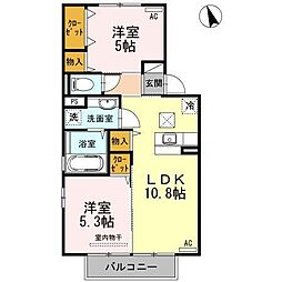 シャトル小松 2LDKの間取図画像
