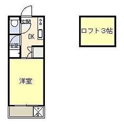 ミオ・アルカサールB 1Kの間取図画像