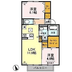 ラ・ヴェスタ2 2LDKの間取図画像