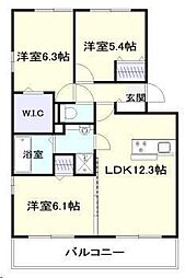 コンフィアンサA 3LDKの間取図画像