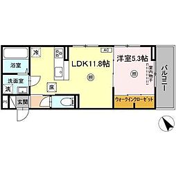 D-Resena松橋S 1LDKの間取図画像