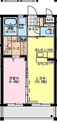 バリフォレスト吉村 1LDKの間取図画像