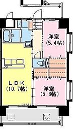 クロスワイズ神宮外苑イースト 2LDKの間取図画像