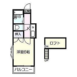 トーフク神宮西 1Kの間取図画像