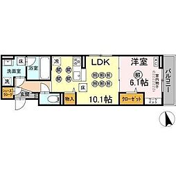 D-resena花ヶ島 1LDKの間取図画像