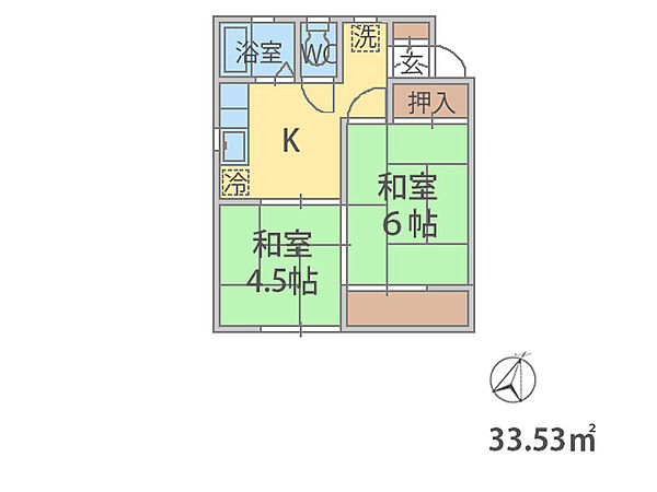 千葉県松戸市松戸(賃貸アパート2K・2階・33.53㎡)の写真 その2