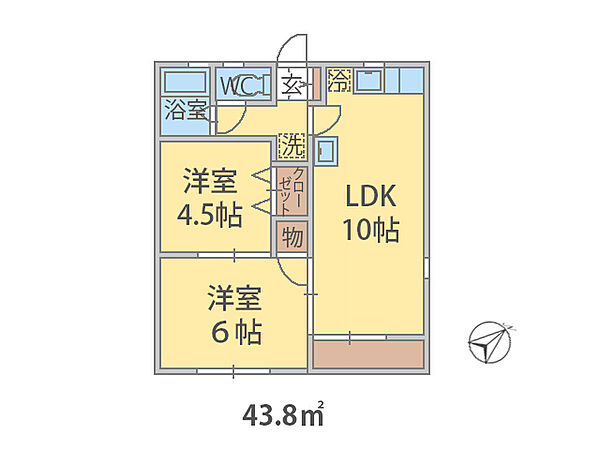 千葉県柏市松葉町(賃貸アパート2LDK・2階・43.80㎡)の写真 その2