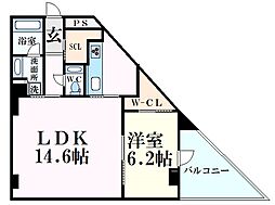 阪急神戸本線 芦屋川駅 徒歩4分の賃貸マンション 2階1LDKの間取り