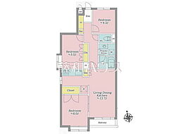 コートハウス三鷹 3LDKの間取図画像