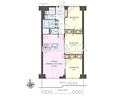 コープ野村府中是政 3LDKの間取図画像