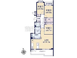 朝日マンション国領 3LDKの間取図画像