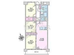 東大和グリーンタウン1号棟 3LDKの間取図画像