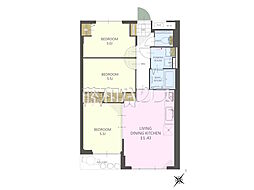 所沢コーポラスB棟 3LDKの間取図画像
