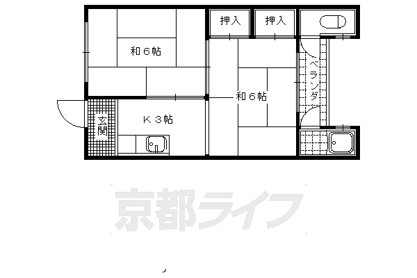 第7ゆたか荘 77｜京都府京都市山科区御陵別所町(賃貸アパート2K・2階・28.00㎡)の写真 その2