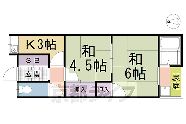 山田中島町貸家 2｜京都府京都市伏見区向島中島町(賃貸テラスハウス2K・--・38.28㎡)の写真 その2