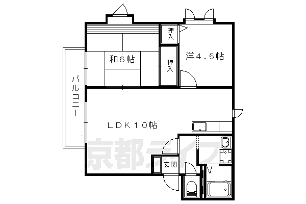 プランタン96 106｜京都府京都市山科区竹鼻立原町(賃貸アパート2LDK・1階・50.60㎡)の写真 その2