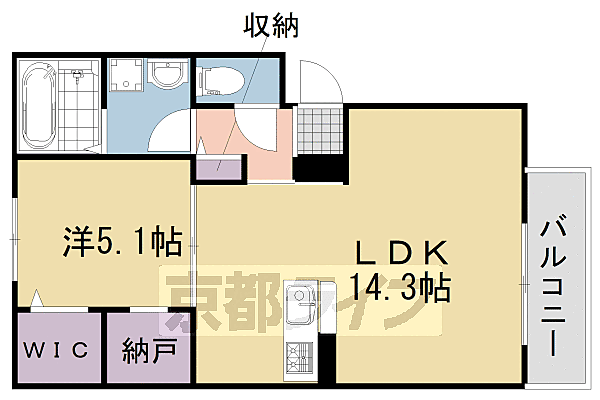 リオ　オエステ　プラス 102｜京都府京都市伏見区桃山町因幡(賃貸アパート1LDK・1階・49.21㎡)の写真 その2