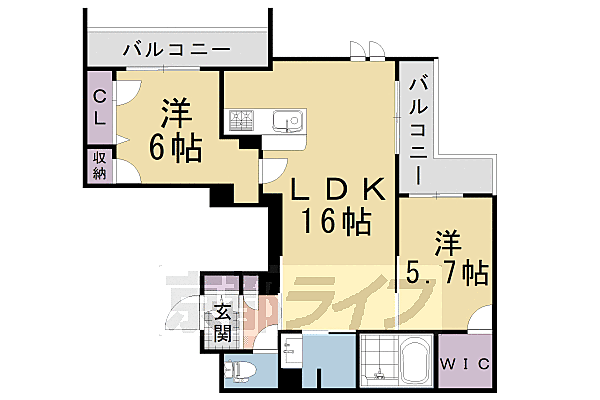 Ｃｏｍｆｉｅｌｄ　シャーメゾン 201｜京都府京都市伏見区竹田内畑町(賃貸マンション2LDK・2階・62.70㎡)の写真 その2