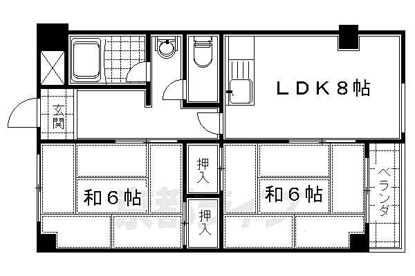 コーポラス伏見 210｜京都府京都市伏見区深草池ノ内町(賃貸マンション2DK・2階・50.60㎡)の写真 その2