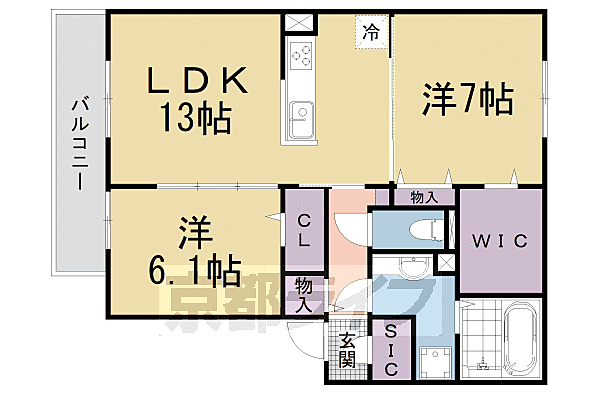 クレメント 303｜京都府京都市山科区西野山百々町(賃貸アパート2LDK・3階・64.77㎡)の写真 その2