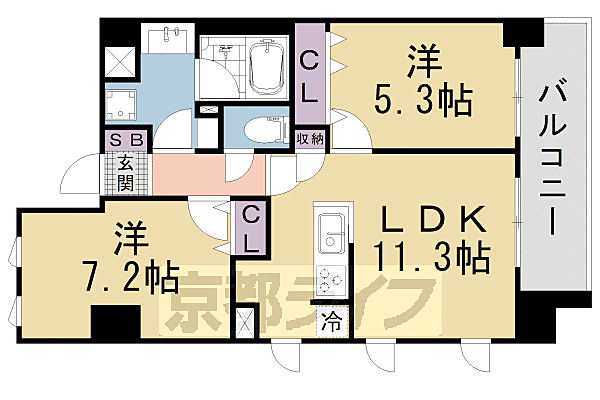 ブランシエスタ山科大塚 601｜京都府京都市山科区大塚中溝(賃貸マンション2LDK・6階・52.74㎡)の写真 その2