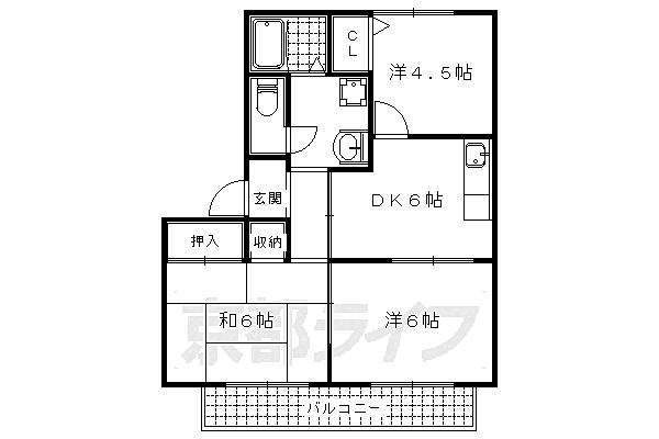 ファミールＴ．ＣアクトI 101｜京都府京都市山科区小山谷田町(賃貸アパート3DK・1階・53.00㎡)の写真 その2